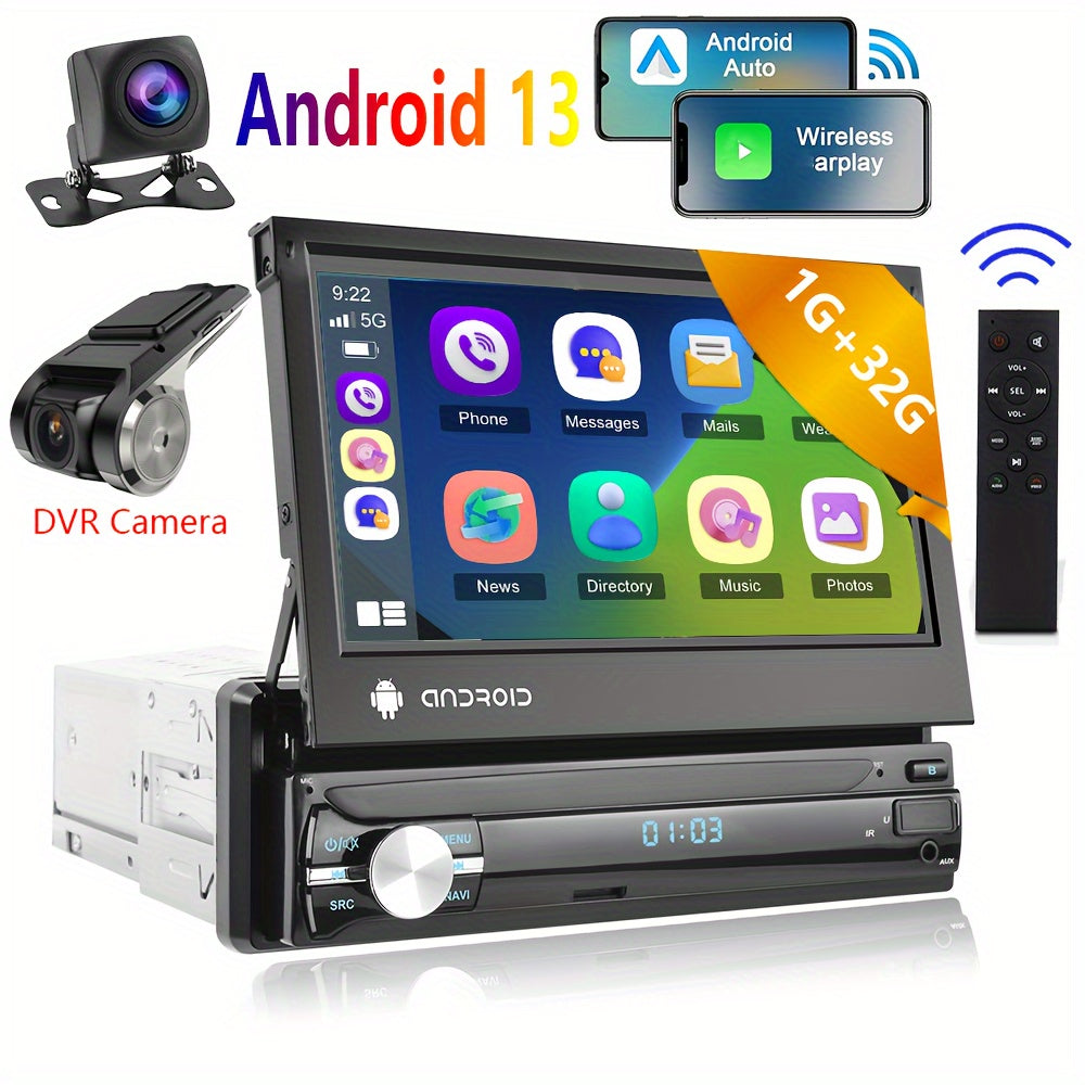 Android Car Radio – Autoradio – Multimedia Systeem – Navigatiesysteem – 1-DIN Stereo – 7 Inch HD Touchscreen – Met Achteruitrijcamera & DVR Camera