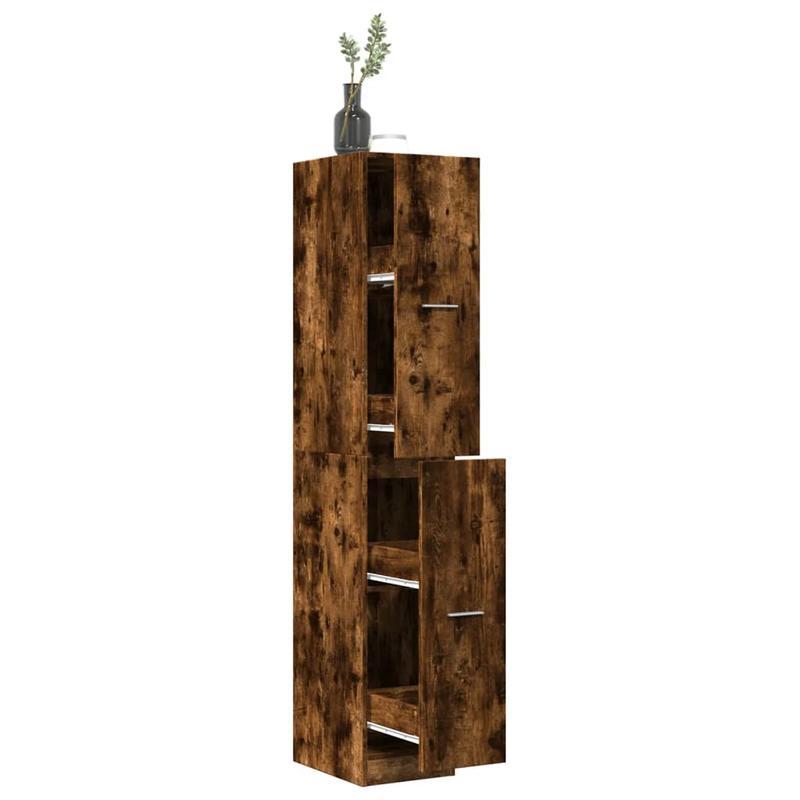 Apothekerskast – Medicijnkast – Badkamerkast – Opbergkast – Keukenkast – Gerookt Eikenhout – Compact 30x41x174,5 cm