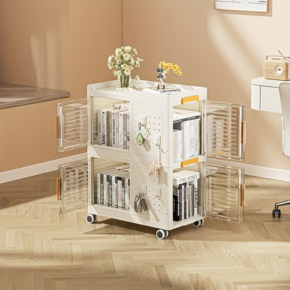 Opbergbox – Opbergdoos – Organizer – Opbergcontainer – Opbergkrat – 3-laags – Met Wielen – Afsluitbare Deksel – Transparant – Stevig Kunststof