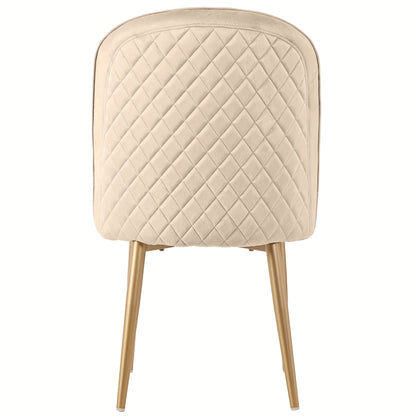 Eetkamerstoelen – Stoelen – Dining Chairs – Zitmeubels – Velvet Stoelen – Set van 2 – Beige Fluweel – Gouden Metalen Poten