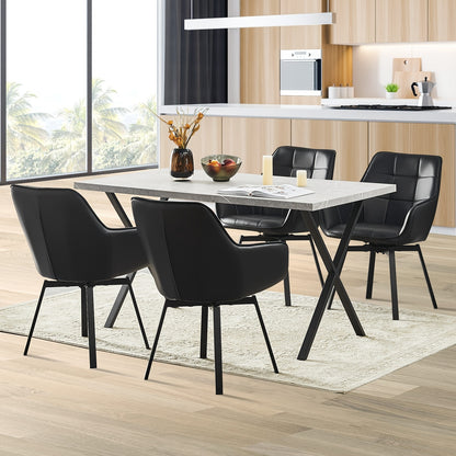 Draaibare Eetkamerstoelen – Stoel Set – Armstoel – Bureaustoel – Loungestoel – Zwart – 360° Draaibaar – Comfortabele Dikke Schuimvulling