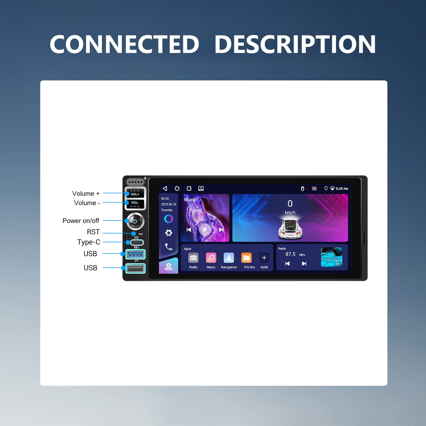 Autoradio – Auto Radio – Autoradio Met Bluetooth – Auto Stereo – 1 DIN Autoradio – 6,9 Inch Scherm – Draadloze CarPlay & Android Auto Met Achteruitrijcamera En Microfoon