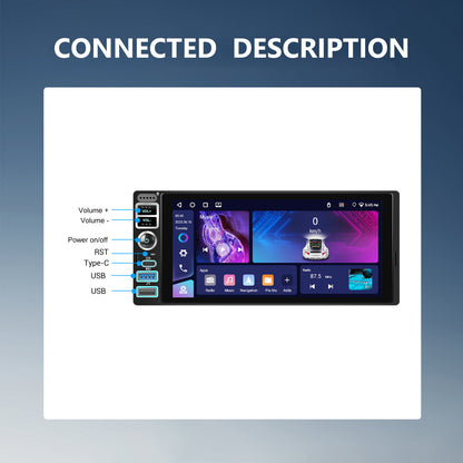 Autoradio – Auto Radio – Autoradio Met Bluetooth – Auto Stereo – 1 DIN Autoradio – 6,9 Inch Scherm – Draadloze CarPlay & Android Auto Met Achteruitrijcamera En Microfoon