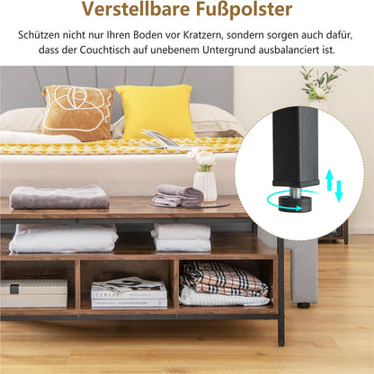 Salontafel – Koffietafel – Sofa Tafel – Woonkamertafel – Industriële Tafel – Metalen Frame – 110 x 60 cm – 6 Opbergruimtes