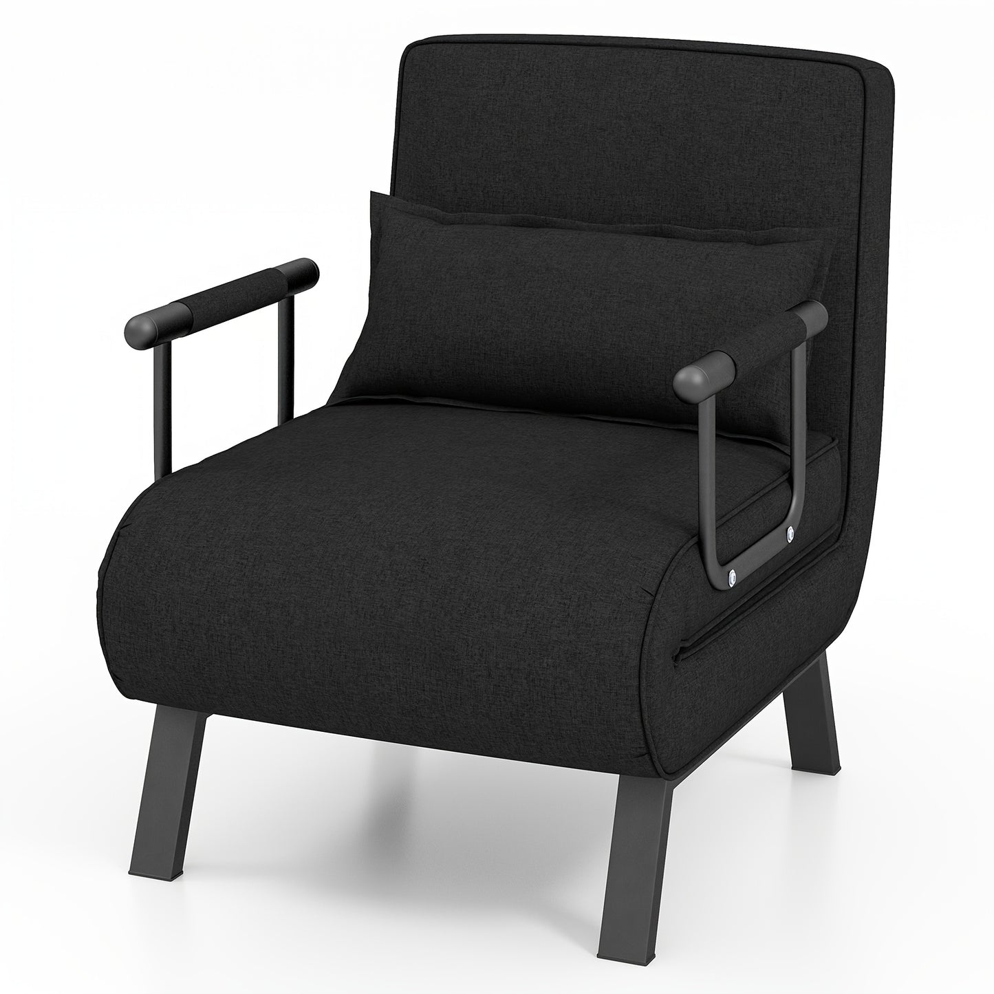 Slaapbank – Slaapstoel – Logeerbed – Zetelbed – Slaapfauteuil – Verstelbare Rugleuning – Stevig Metalen Frame tot 150 kg