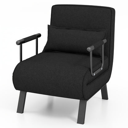 Slaapbank – Slaapstoel – Logeerbed – Zetelbed – Slaapfauteuil – Verstelbare Rugleuning – Stevig Metalen Frame tot 150 kg