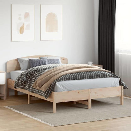 Contemporary Pine Wood Bed Frame 140x200cm - Solid Wood, Removable Headboard & Footboard, Easy Assembly, No Mattress Included, Minimalist Bedroom Furniture, Bedroom Furniture, Sleek Furniture, Natural Wood Finish