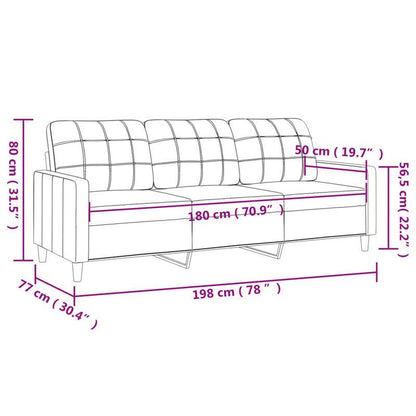 3-zits bank – Sofa – 3-zitsbank – Bedbank – Loungebank – Lichtgrijs – Compact 180 cm – Traagschuim Vulling – Stevig Hardhouten Frame