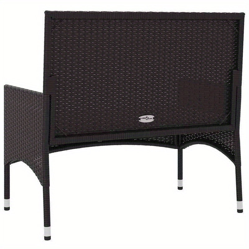 Tuinbank 2-Zits – Buitenbank – Balkonbank – Zithoek – Loungebank – Hoogwaardig Resin Wicker – Weerbestendige Kussens Zwart