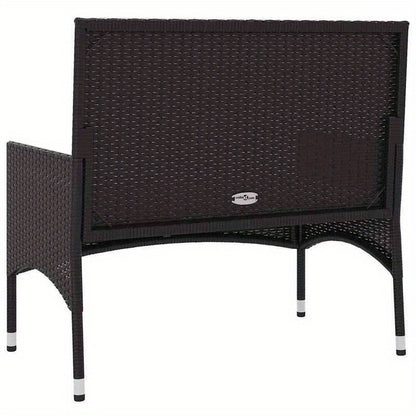 Tuinbank 2-Zits – Buitenbank – Balkonbank – Zithoek – Loungebank – Hoogwaardig Resin Wicker – Weerbestendige Kussens Zwart