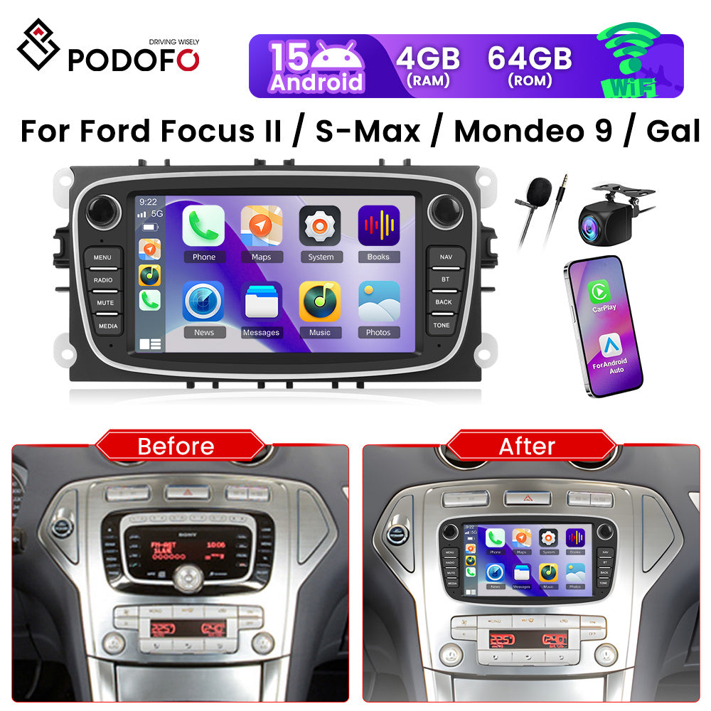 Android Autoradio – Multimedia Systeem – Navigatie – Infotainment – Touchscreen Radio – 7 Inch HD Scherm – 4G Wifi Connectiviteit – 64 GB Opslag – AHD Achteruitrijcamera