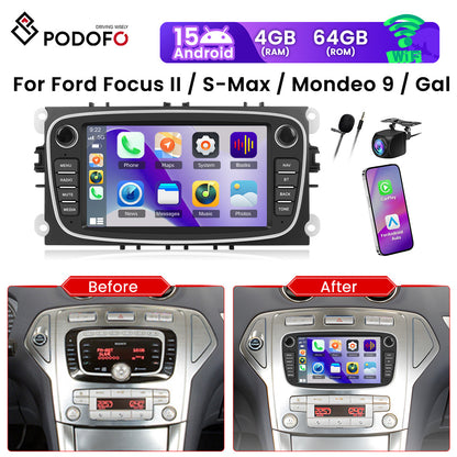 Android Autoradio – Multimedia Systeem – Navigatie – Infotainment – Touchscreen Radio – 7 Inch HD Scherm – 4G Wifi Connectiviteit – 64 GB Opslag – AHD Achteruitrijcamera