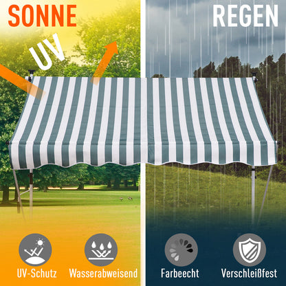 Klemmarkies – Verstelbare Markies – Balkonzonwering – Terrasmarkies – Buitenmarkies – Groen – Handbediening Met Slinger – 150 Cm Breed