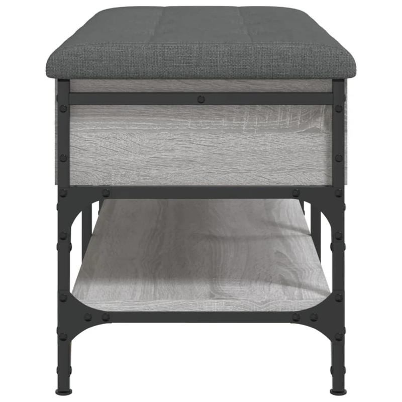 Modern Gray Sonoma Shoe Bench with Cushioned & Storage - Frame & Particleboard, Padded Entryway Bench with Shoe Rack, Space-Saving Freestanding Furniture (Under 68.58cm Height, <3.2 Cu Ft) for Hallway, Mudroom, Small