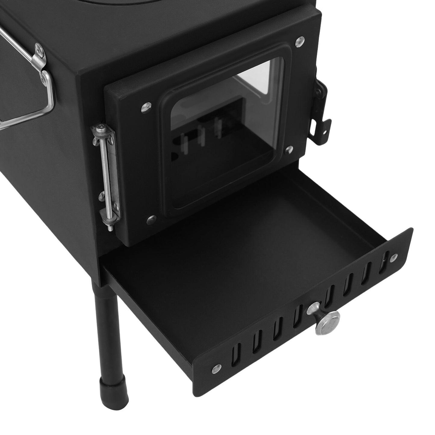 Portable Tent Stove, Featuring a 4.4-foot Chimney System and 201 Stainless Steel Wood-burning Stove, Ideal for Camping and Outdoor Cooking, Complete with Foldable Stand.