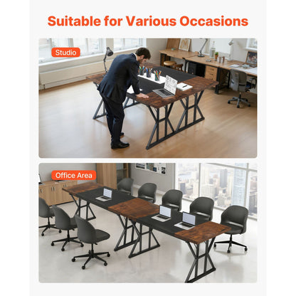 Grote Computerbureau – Bureautafel – Werkplek – Schrijftafel – Laptoptafel – Rustiek Bruin & Zwart – Stevig Carbonstaal Frame – 180x80 cm Groot Werkblad