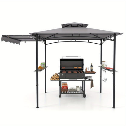 BBQ Overkapping – Barbecue Paviljoen – Tuinpaviljoen – BBQ Tent – Grill Schuilhut – Ruim Ontwerp – Vlamvertragende Polyester – Stevig Metalen Frame - Grijs