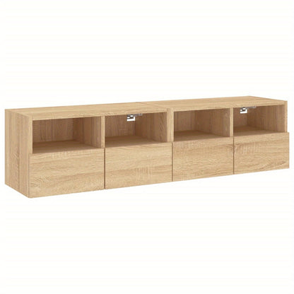 TOMSHOO TV Cabinet, Entertainment cabinet, TV Wall Cabinets 2pcs Sonoma Oak 60x30x30cm Engineered Wood, Entertainment Center, Television and media furniture