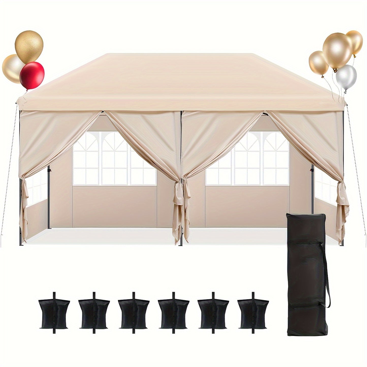 Opvouwbare Partytent – Gazebo – Tuinentent – Evenemententent – 3 X 6 Meter – Stalen Frame – 6 Zijpanelen Met Rits