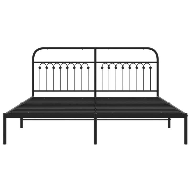 Bed Frame with Headboard Metal Black 183X203 Cm