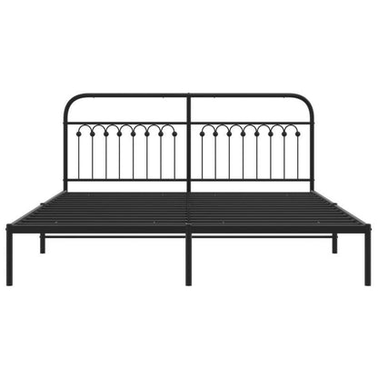 Bed Frame with Headboard Metal Black 183X203 Cm