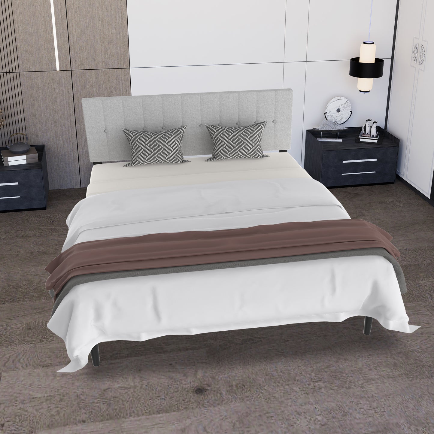 Bedframe – Bedombouw – Bedbodem – Ledikant – Boxspring – Lichtgrijs Linnen – 160x200 cm – Draagkracht 300 kg
