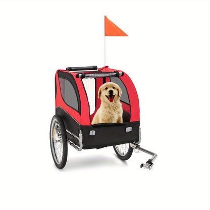 Fietskar Hond – Hondenfietskar – Hondenkar – Hondenbuggy – Fietsaanhanger – Opvouwbaar – Met Zonnekap – Stevig Metaal & Oxford Stof