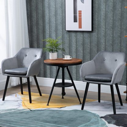 Eetkamerstoelen – Stoelen – Keukenstoelen – Gestoffeerde Stoelen – Zwarte Poten – Set Van 2 – Grijze Polyester Bekleding – Beukenhouten Poten