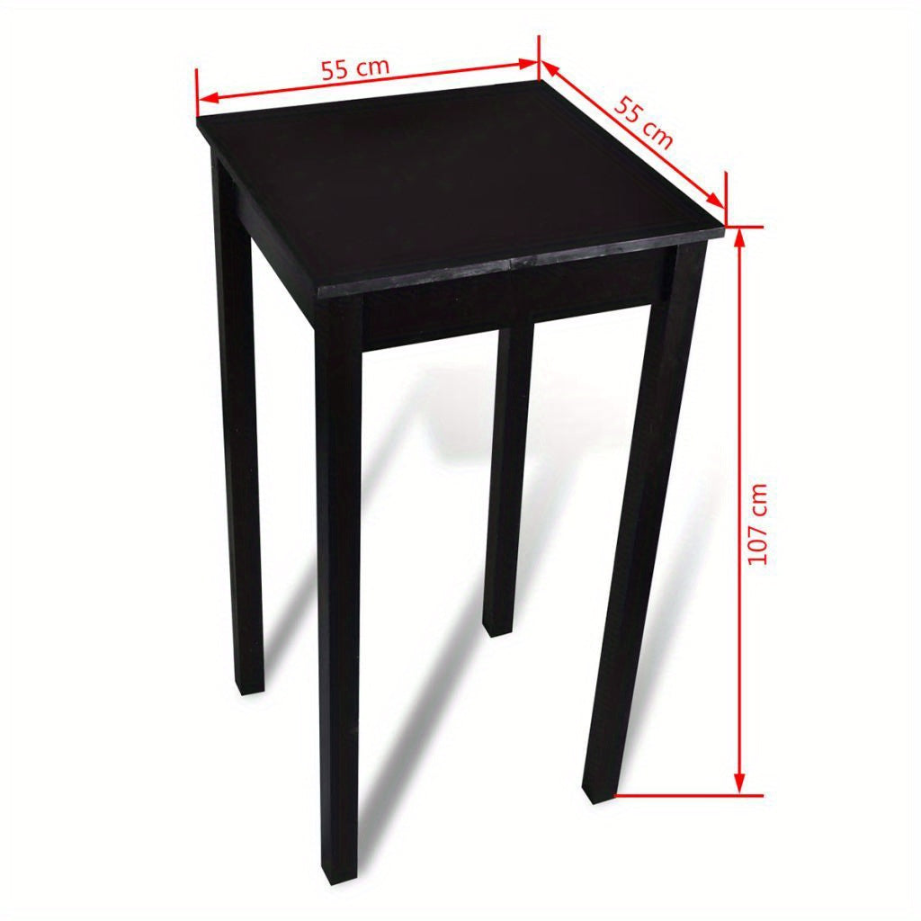 Bar Tafel – Bistrotafel – Koffietafel – Steigerhout Tafel – Bartafel Smal – Compact Design – Opbergruimte – 55x55x107 cm – Zwart MDF