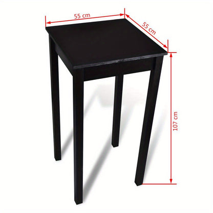 Bar Tafel – Bistrotafel – Koffietafel – Steigerhout Tafel – Bartafel Smal – Compact Design – Opbergruimte – 55x55x107 cm – Zwart MDF