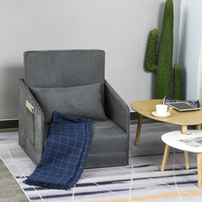Moderne Grijze Stoffen Sofa – Zitbank – Loveseat – Settee – Divan – Wasbare Hoes – Stevig Metalen Frame – Inclusief Kussens – Compact 70x76x77 cm