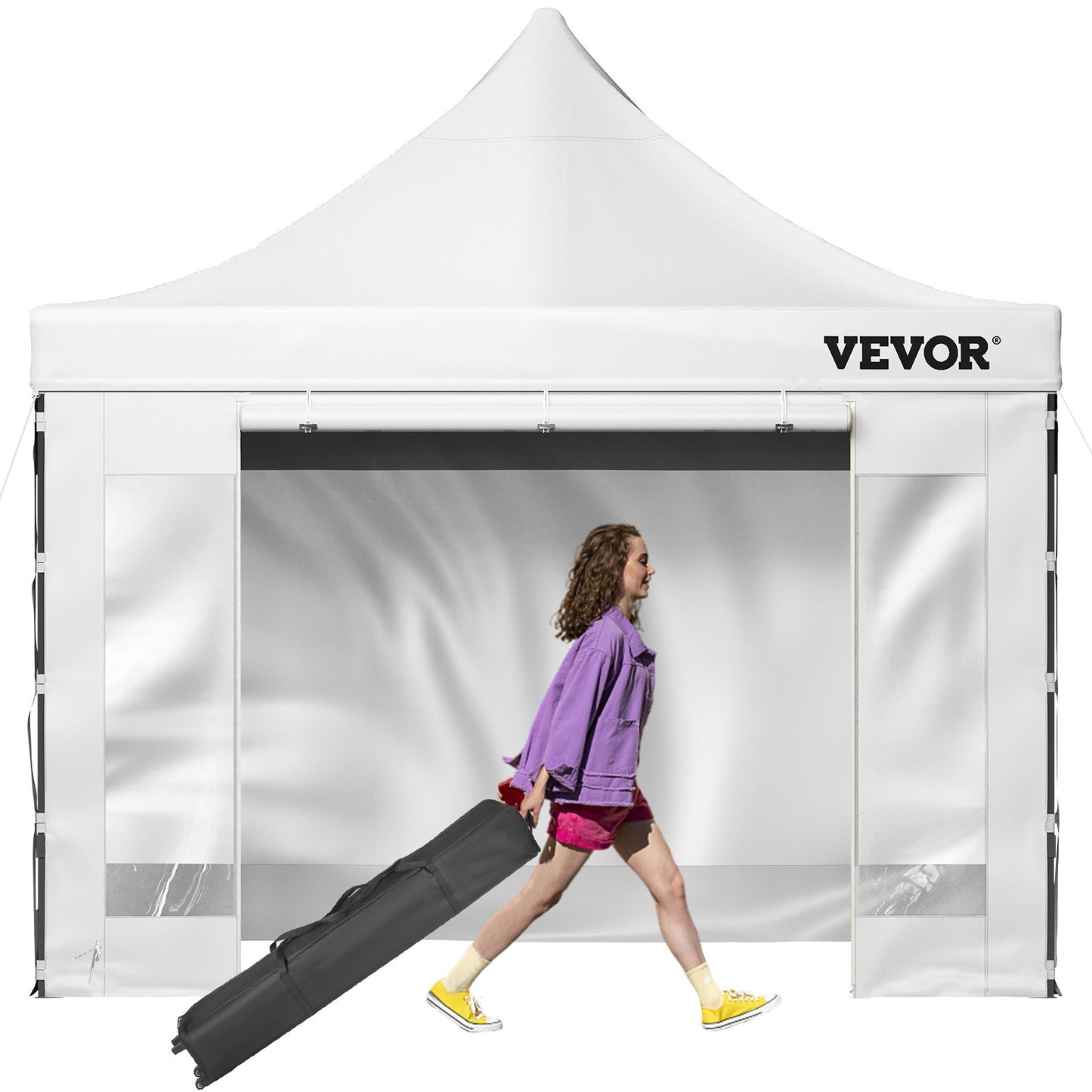 Pop-up Partytent – Partytent – Tuinkar Tent – Evenemententent – Markttent – 10 x 10 ft – Weerbestendig Polyester Dak – Transparante PVC Zijwanden