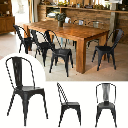 Metalen Bistrostoel – Café Stoel – Eetkamerstoel – Terrasstoel – Industrieel Stoel – Set van 4 – Zithoogte 44 cm – Robuuste Metalen Constructie