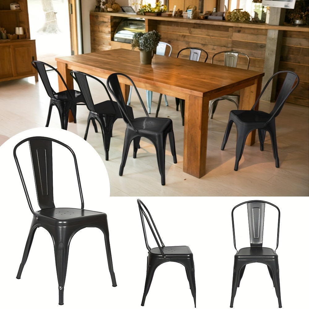 Metal Dining Chairs Set Of 4 Indoor Outdoor Chairs Patio Chairs Kitchen Metal Chairs Seat Height Restaurant Chair Metal Stackable Chair Bar Chairs Black
