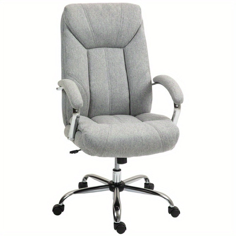 Vinsetto Ergonomic Office Chair with Adjustable Tilt & Height, Padded Armrests & Headrest, 360° Swivel, 5-Wheel Rolling Base - Light Gray Nylon Computer Desk Chair for Home & Office, Big And Tall Office Chair, Minimalistic D