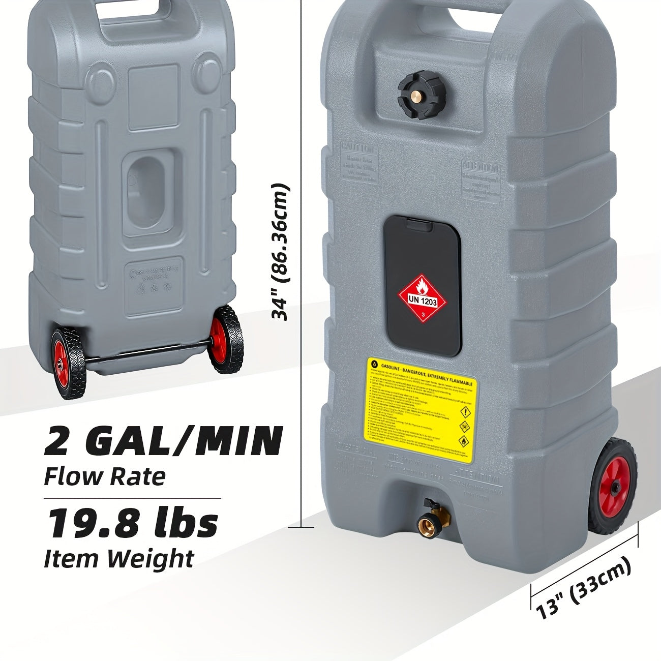 Brandstoftank – Benzinetank – Dieseltank – Brandstofcontainer – Fuel Can – 56,78 L Inhoud – Handpomp Met 3,05 M Slang