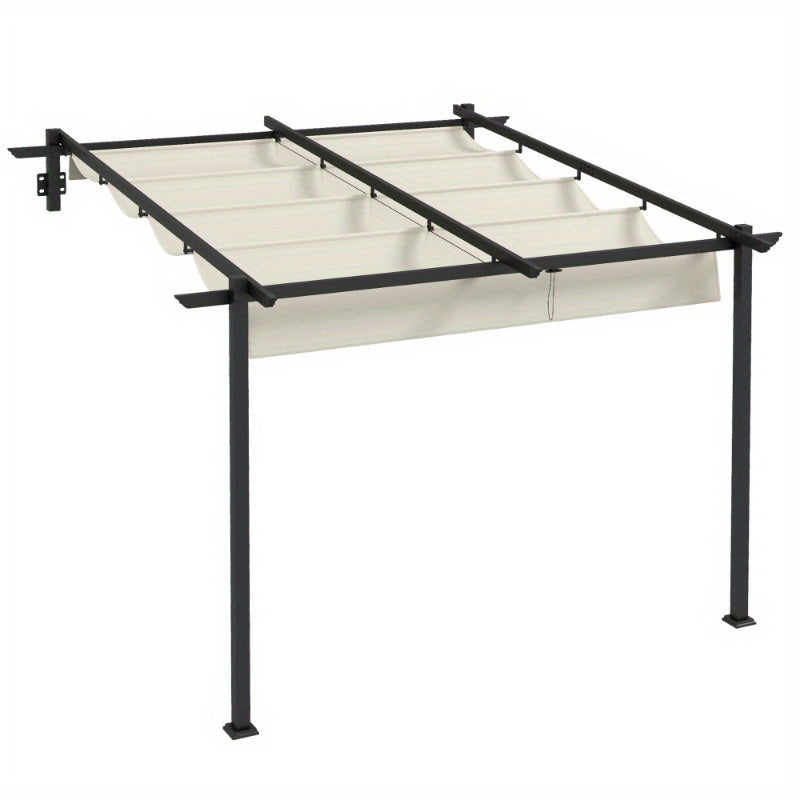 Pergola – Tuinpaviljoen – Overkapping – Prieel – Terrasoverkapping – Verstelbaar Dak – Windbestendig – 3x3 Meter – Crèmekleurig Frame