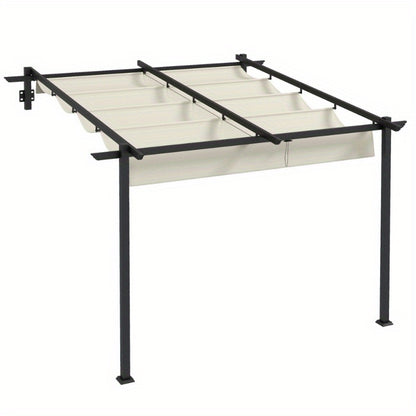Pergola – Tuinpaviljoen – Overkapping – Prieel – Terrasoverkapping – Verstelbaar Dak – Windbestendig – 3x3 Meter – Crèmekleurig Frame