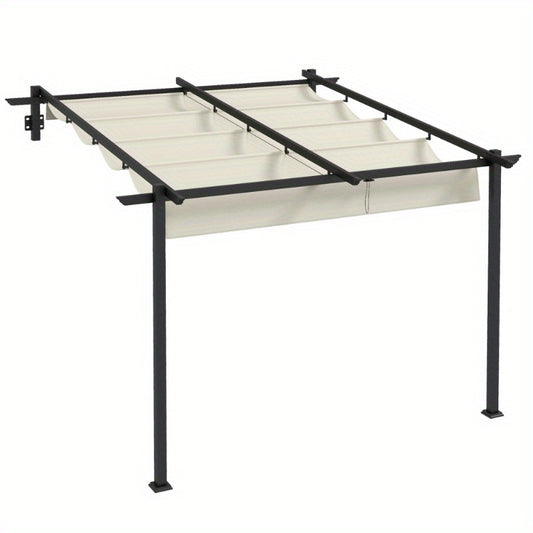 Pergola – Tuinpaviljoen – Overkapping – Prieel – Terrasoverkapping – Verstelbaar Dak – Windbestendig – 3x3 Meter – Crèmekleurig Frame