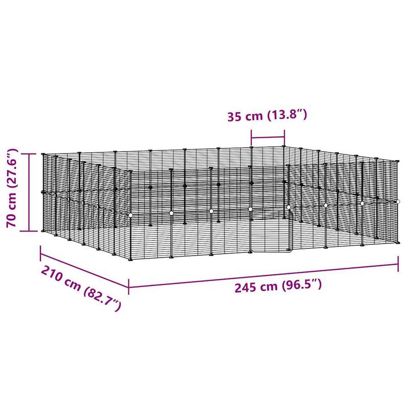 Dierenkooi – Knaagdierenkooi – Konijnenkooi – Caviakooi – Hamsterkooi – Modulaire Set 52 Panelen – Gepoedercoat Staal 35x35 cm – Met Deuren & Veilig Sluitingssysteem