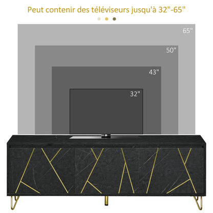 TV Meubel – TV Kast – TV Dressoir – TV Bank – Tv Meubel Metaal – 147 cm – Marmer Effect – Softclose Deuren – Kabelmanagement