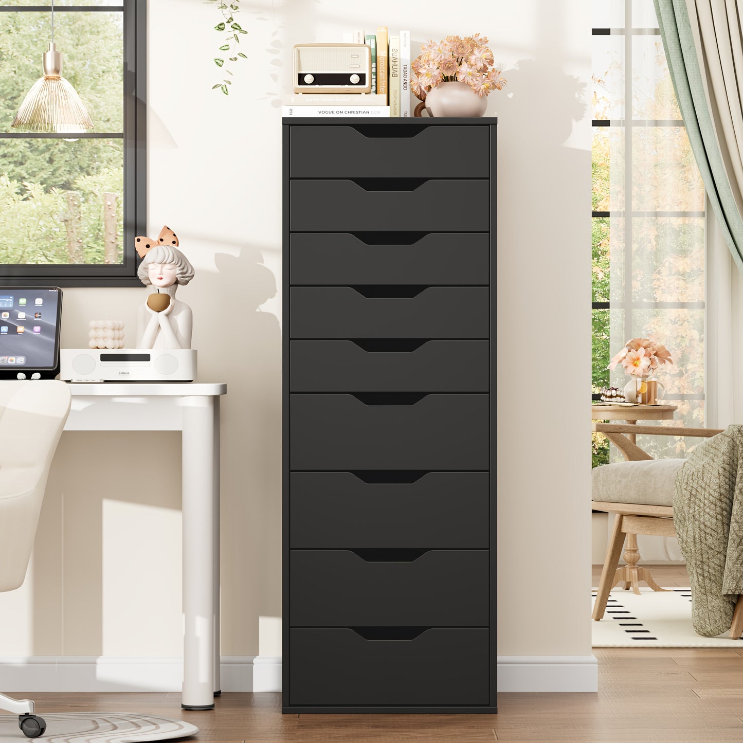 Witte Dressoir – Ladekast – Opbergkast – Kast – Kledingkast – 6 Ruime Lades – Duurzaam Hardhout – Gouden Handgrepen