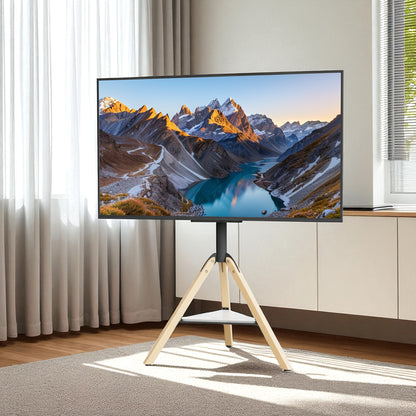 Zware Hoek-TV-Standaard – Voor 101–190 cm Schermen – Tripod Vloermontage met Hoogteverstelling, Draaibare Basis en Sintersteenplank