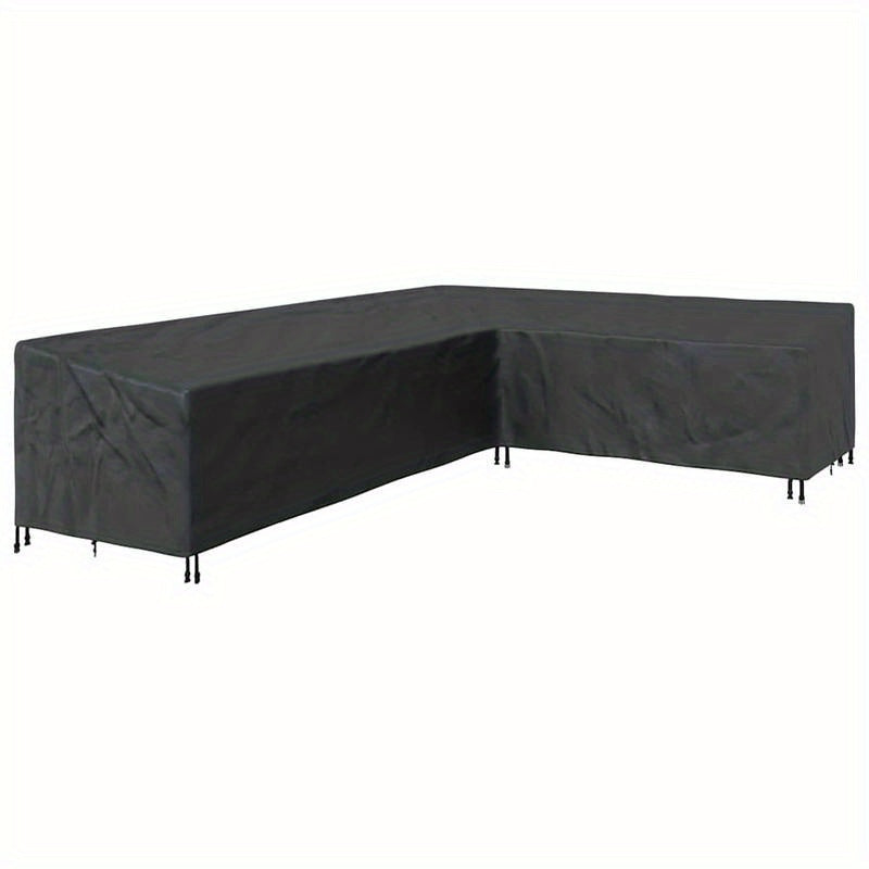 Tuinmeubelhoes – Loungedeksel – Buitenmeubelhoes – Patiohoes – Hoekbankhoes – Extra Groot 355x275x80 cm – Waterdicht 420D Oxford Polyester – UV-Bestendig Met Versterkte Naden – Zwart