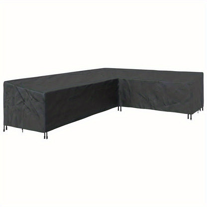 Tuinmeubelhoes – Loungedeksel – Buitenmeubelhoes – Patiohoes – Hoekbankhoes – Extra Groot 355x275x80 cm – Waterdicht 420D Oxford Polyester – UV-Bestendig Met Versterkte Naden – Zwart