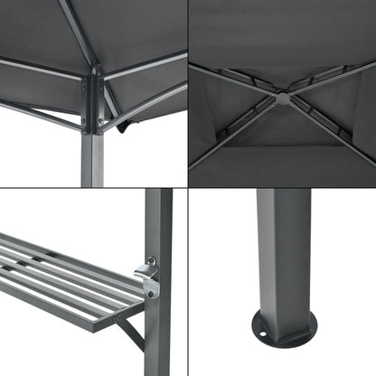 Tuinpaviljoen – Partytent – Prieel – Pergola – BBQ Paviljoen – Stevig Gepoedercoat IJzeren Frame – Waterafstotend Dubbel Polyester Dak 250x241x151 cm