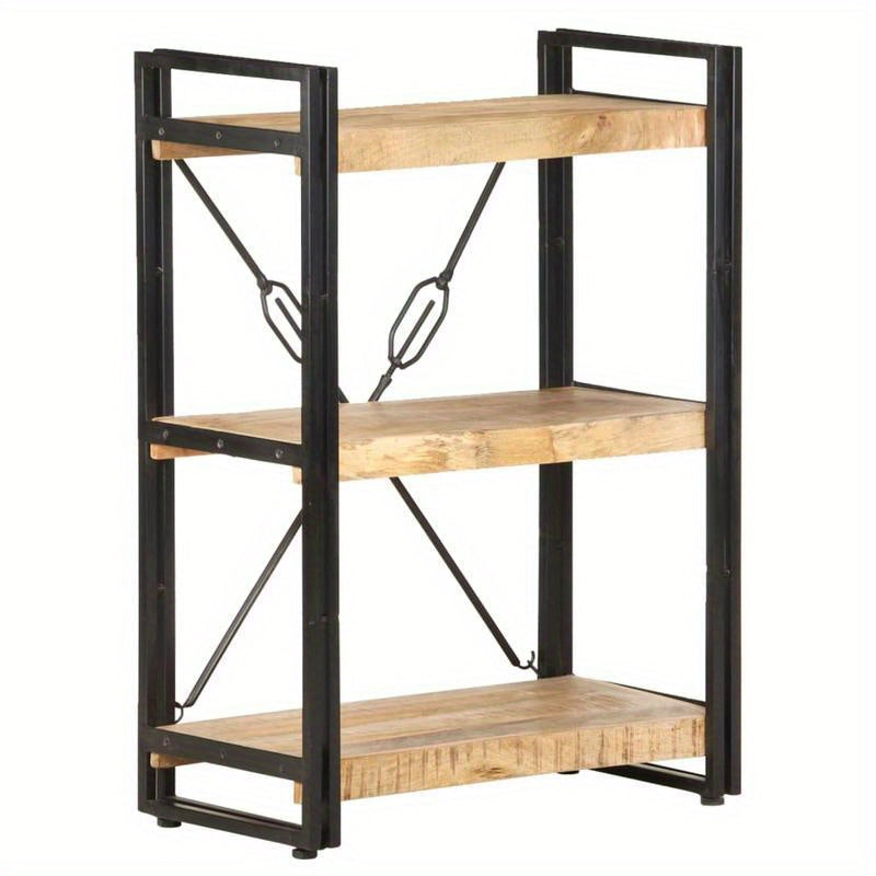 Bookshelf with 3 Shelves Measuring 60X30X80 Cm Made of Solid Mango Wood. Vertical Boards, Sturdy And Durable, Attractive, Ample Storage Space, Smooth Surface, Moisture-Resistant, Warp-Resistant, And Split-Resistant, Suitable