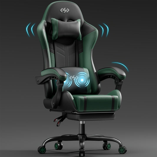 Ergonomische Gamingstoel – Bureaustoel – Gamekruk – Werkstoel – Zwarte Stoel – Verstelbare Rugleuning – Massage Lumbar Steun