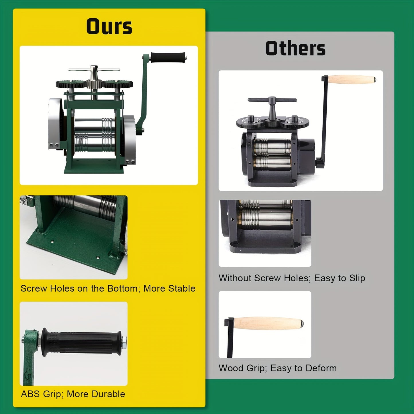 Rollersluiter – Rolling Mill – Metaalroller – Draadroller – Handmatige Walsmachine – Verstelbare Dikte 0,01-18 mm – Gietijzer en Staal