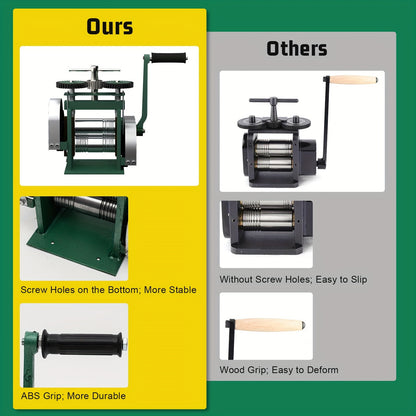 Rollersluiter – Rolling Mill – Metaalroller – Draadroller – Handmatige Walsmachine – Verstelbare Dikte 0,01-18 mm – Gietijzer en Staal